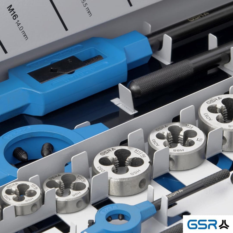 GSR PROFI Gewindeschneidsatz M3-M24, 64-teilig, HSSG Bohrer Set, Mit Vor- Mittel- & Fertigschneider,