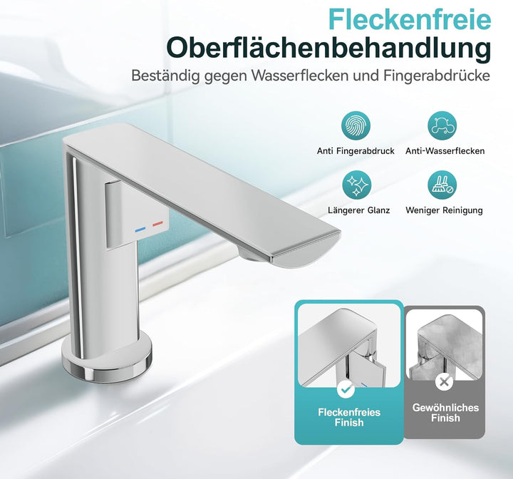 Wasserhahn Bad Messinggehäuse Waschtischarmatur mit Keramikkartusche Einhebelmischer für Badezimmer