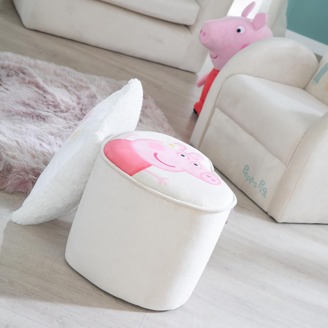 roba Pouf Coeur en Velours pour Chambre Enfant Peppa Pig - Tabouret Solide et Doux - Assise Stable d