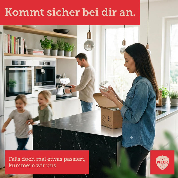 Weck Gläser 190ml – 12er Set mit Deckeln – Schmuckform – robuste, stapelbare Vorratsgläser & Einweck