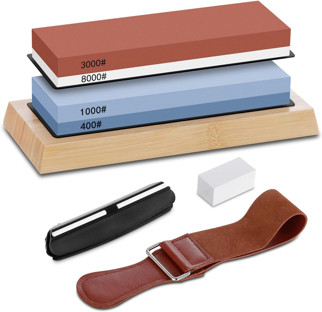 Aoresac Knife Sharpening Stones Set, Professional 400 1000 3000 8000 Grit Whetstone for Sharpening K