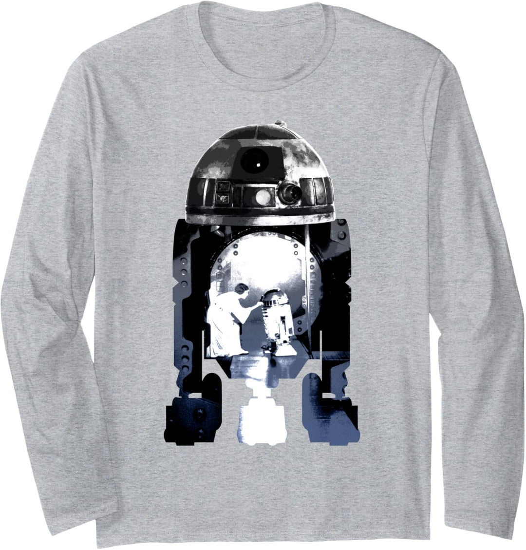 Star Wars R2-D2 Talking To Leia Portrait Langarmshirt