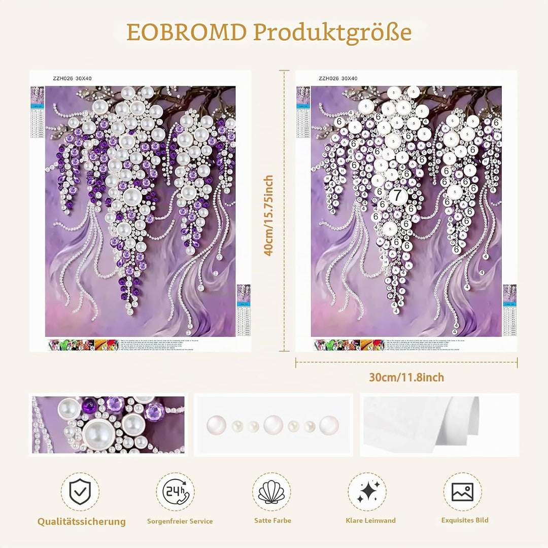 EOBROMD Traube Diamond Art Pearl Painting Kits for Adults, 5D Diamond, Painting with Pearls, Perlen