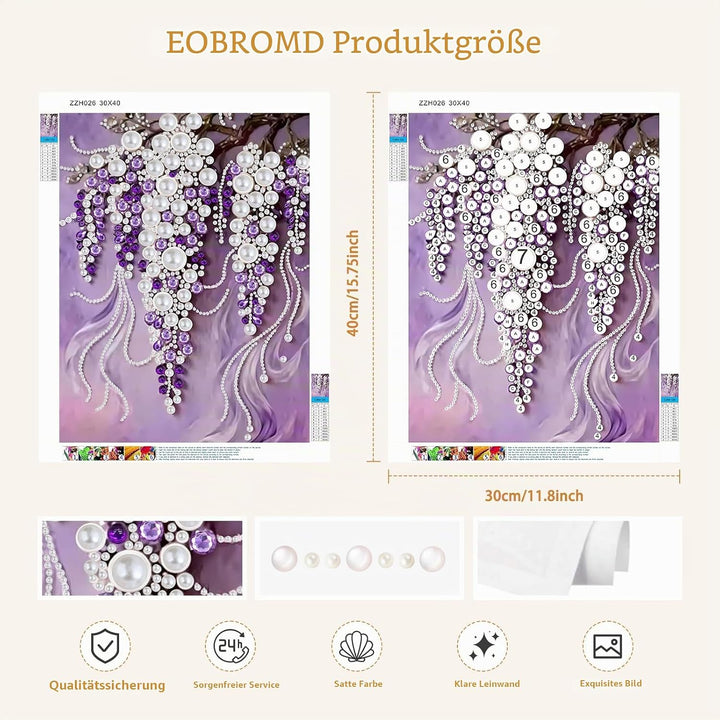EOBROMD Traube Diamond Art Pearl Painting Kits for Adults, 5D Diamond, Painting with Pearls, Perlen