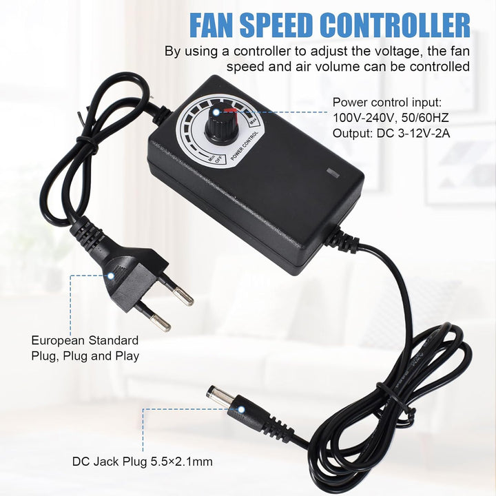Gebläse Lüfter 12V, Turbinengebläse mit Drehzahlregler und Luftauslass, Radiallüfter 12V Regelbar, T