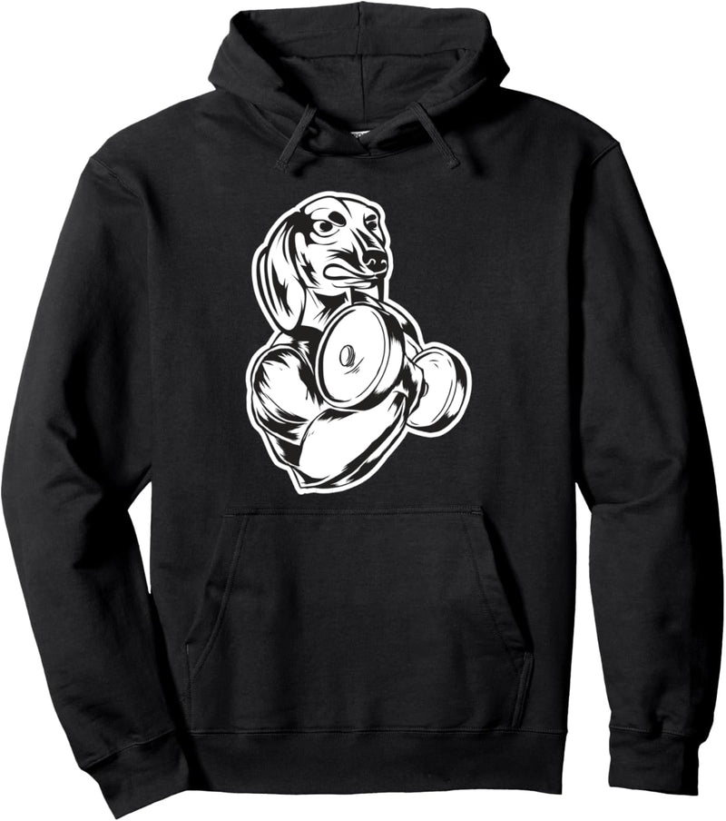 Dackel Bizeps Curl Gewichtheben Fitness Gym Pullover Hoodie