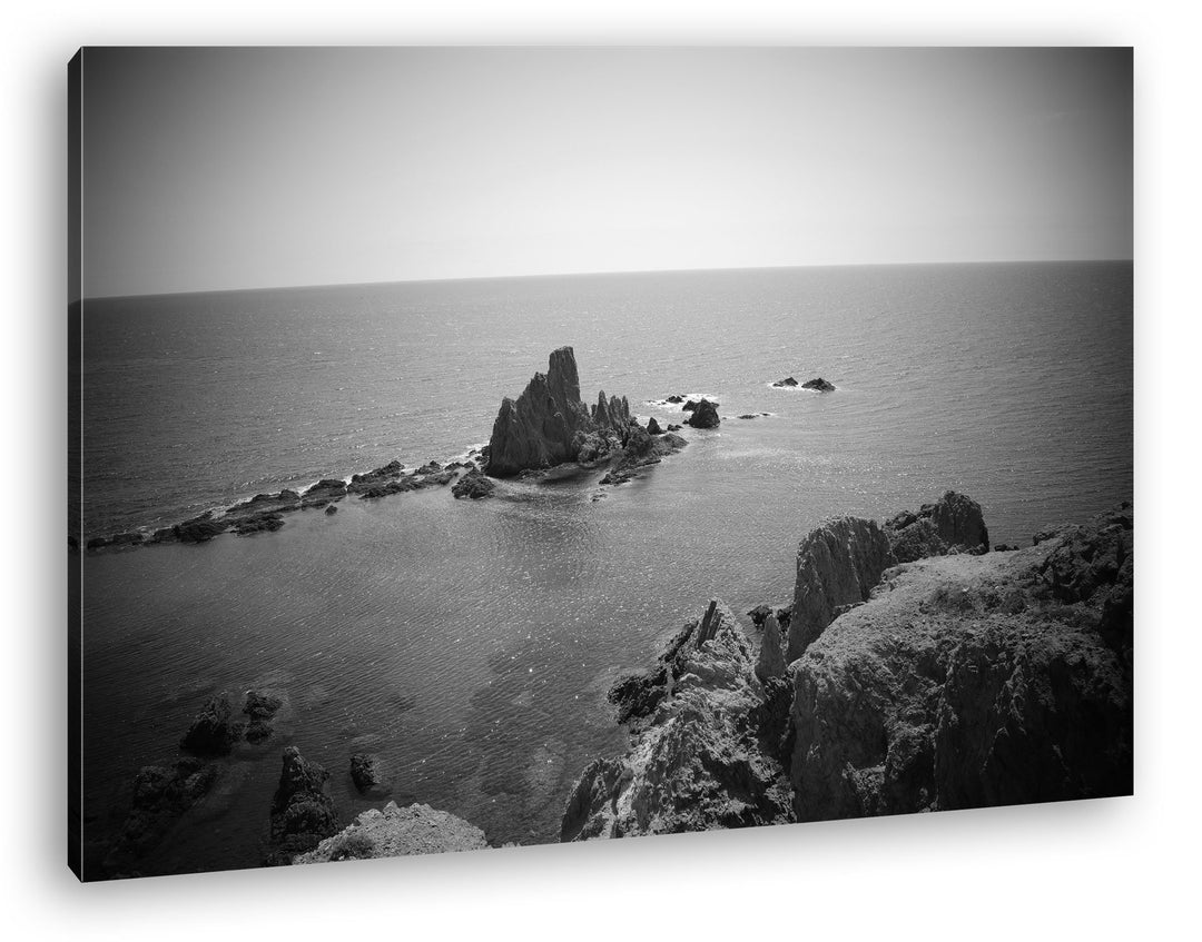 deyoli Riff in Spanien Format: 80x60 Effekt: Schwarz/Weiss als Leinwandbild Motiv fertig gerahmt auf