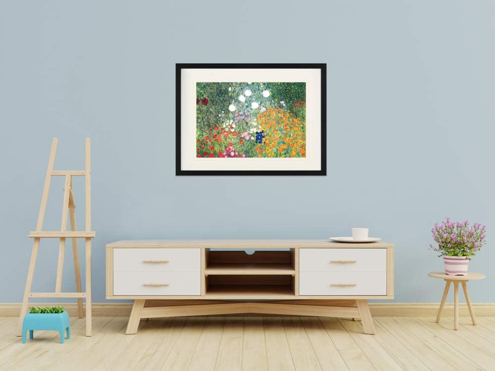 1art1 Gustav Klimt Poster Blumengarten, 1906-08 Gerahmtes Bild Mit Edlem Passepartout | Wand-Bilder