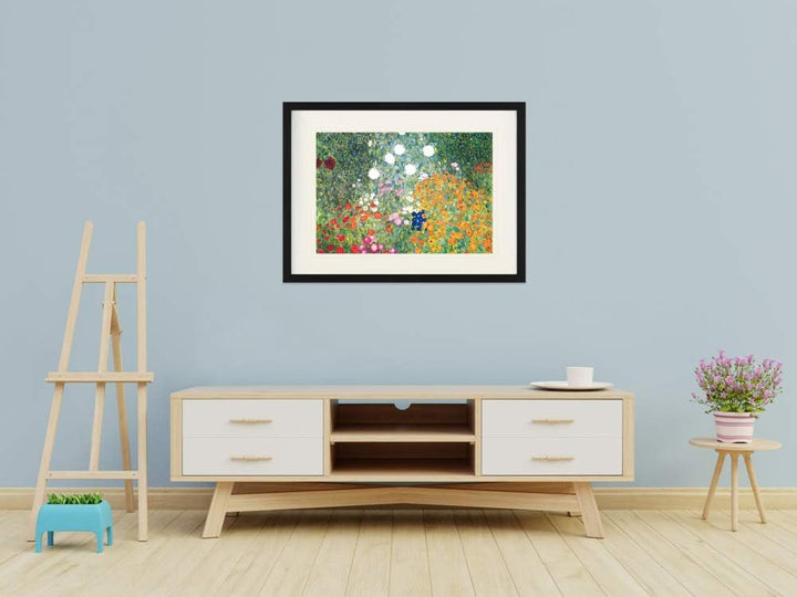 1art1 Gustav Klimt Poster Blumengarten, 1906-08 Gerahmtes Bild Mit Edlem Passepartout | Wand-Bilder