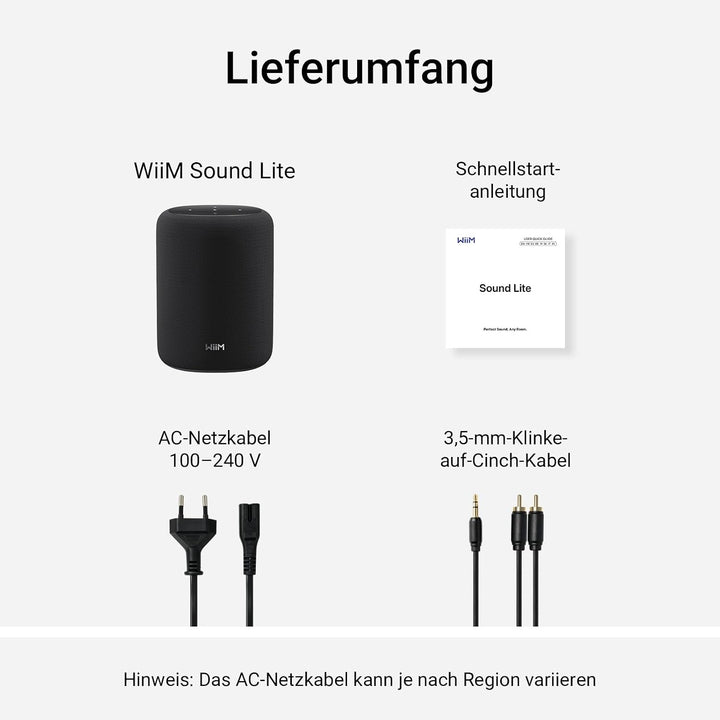 WiiM Sound Lite Smart Speaker, Hi-Res 24-bit/192 kHz, AI RoomFit™ Raumkorrektur, 100W Peak, WLAN 6E/