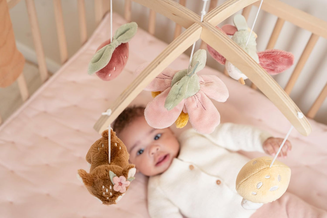 Little Dutch Mobile Musik Spieluhr mit Holz Halterung für Babybett - Fairy Garden Fairy Garden rosa,