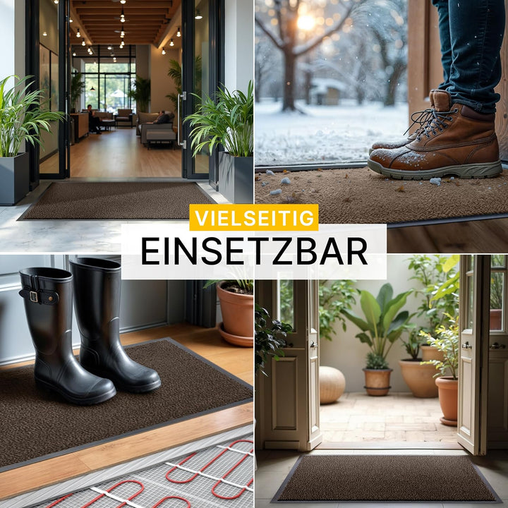Entrando Fussmatte 60x90 cm - Schmutzfangmatte innen aussen, Braun Schwarz | Türmatte und Fussabtret