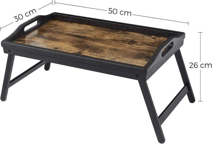 SONGMICS Betttablett, Frühstückstablett, Laptopständer, mit klappbaren Beinen aus Bambus, für Bett,