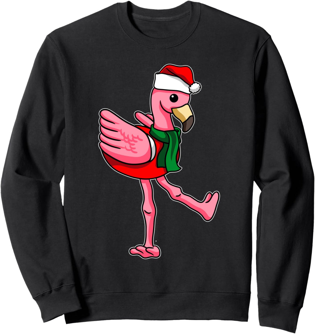 Flamingo mit Weihnachtsmannmütze und Pullover, Weihnachten Sweatshirt