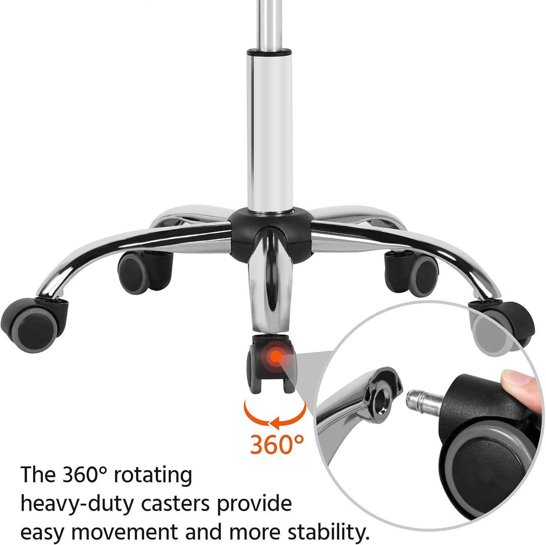 Yaheetech Rollhocker mit Rückenlehne Höhenverstellbar 46,5-61cm Drehhocker mit Rollen 360° Drehbar B