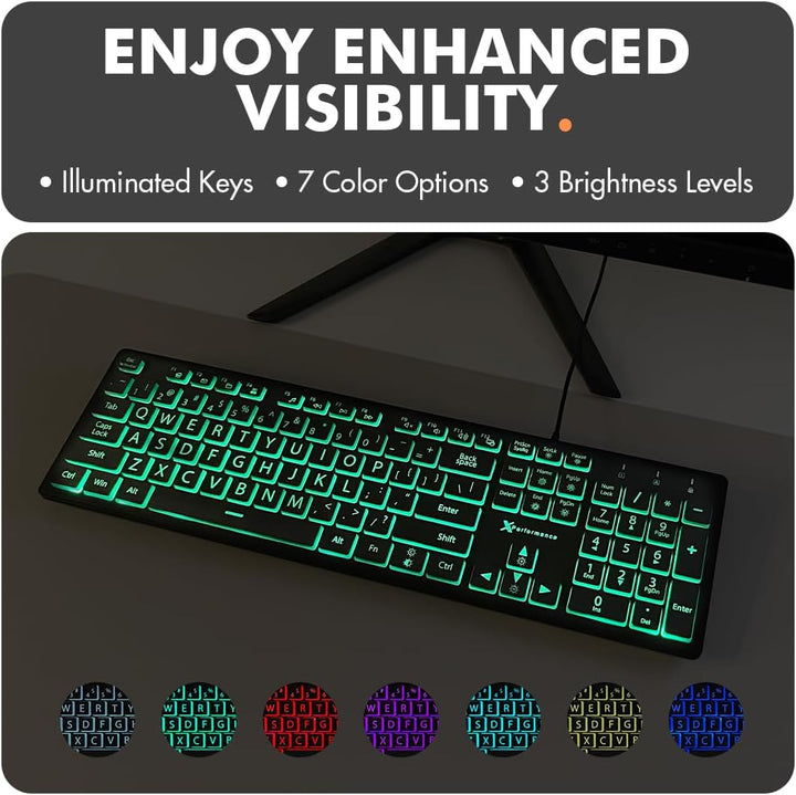 X9 Performance Grosse Tastatur mit Hintergrundbeleuchtung, leicht zu sehen und zu tippen, grosse Tas