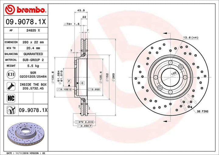 BREMBO 09.9078.1X Bremsscheiben
