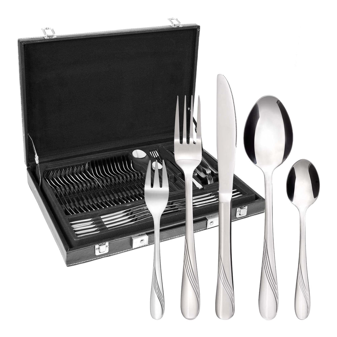 GRÄWE Besteckkoffer für 12 Personen aus Edelstahl, Besteckset 60-teilig, nickelfrei, rostfrei, handp