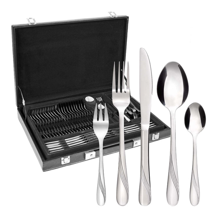 GRÄWE Besteckkoffer für 12 Personen aus Edelstahl, Besteckset 60-teilig, nickelfrei, rostfrei, handp