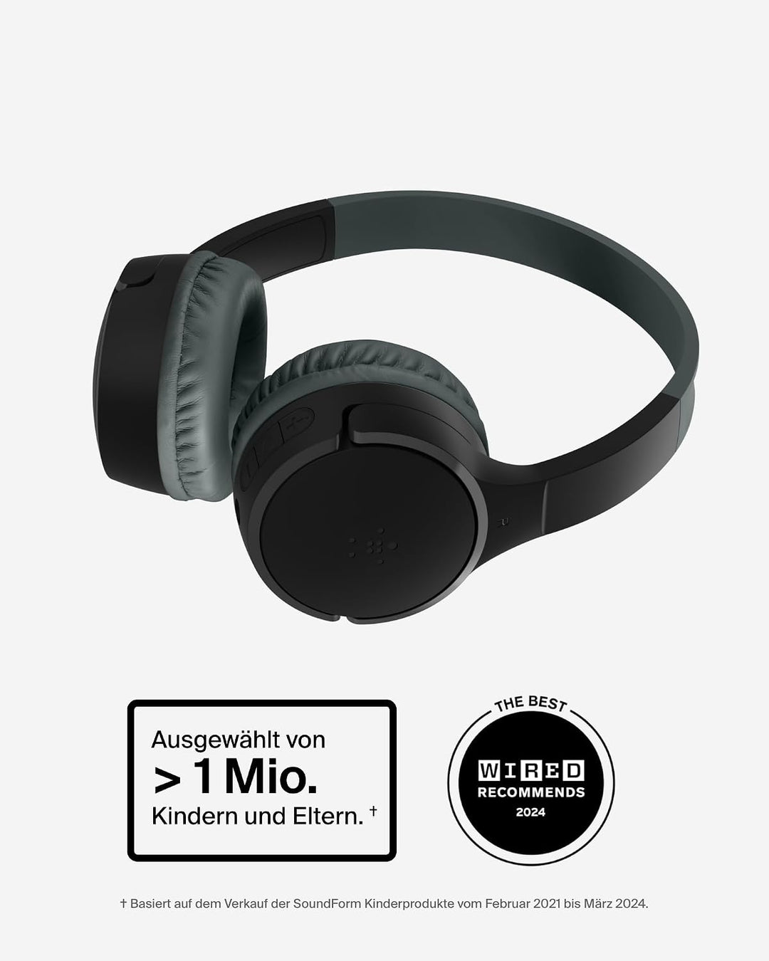 Belkin SoundForm Mini kabelloser Kinderkopfhörer mit integriertem Mikrofon und lustigen Aufklebern,