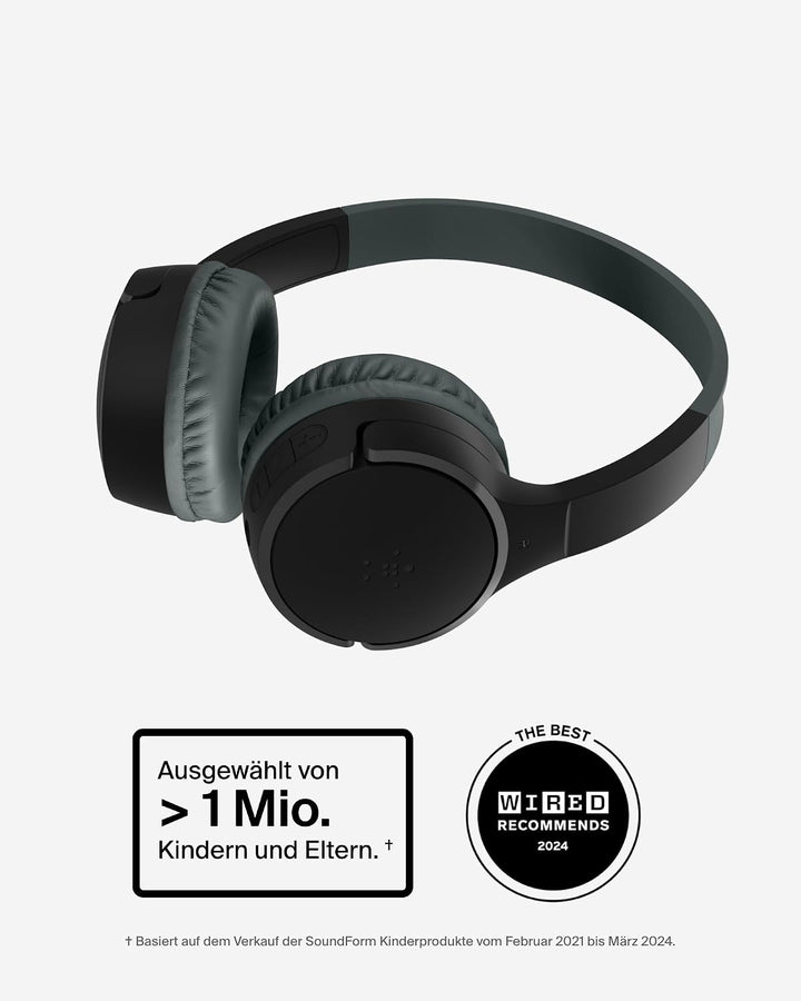 Belkin SoundForm Mini kabelloser Kinderkopfhörer mit integriertem Mikrofon und lustigen Aufklebern,