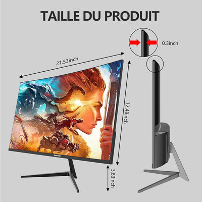 Gawfolk Écran PC 24 Pouces incurvé Gaming Moniteur 180hz, fhd 1080p 1ms sans Lunette, freesync, 100%