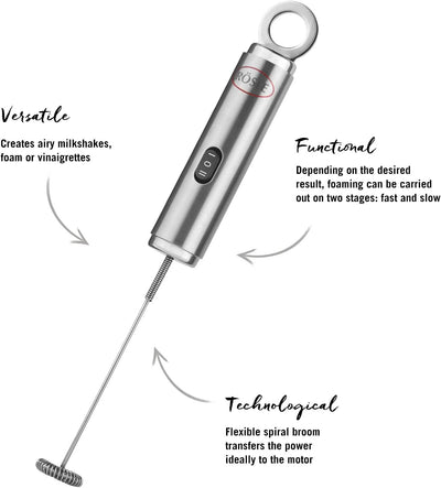 RÖSLE Multischäumer, Hochwertiger elektrischer Aufschäumer für Milchschaum und Vinaigrettes, mit 2 G