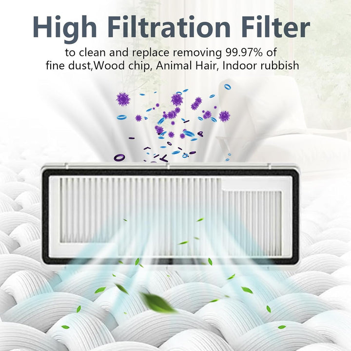 Homruich 22 Stück Zubehör für Narwal Freo Z10 Roboter Vacuum, 1 Hauptbürste, 4 HEPA-Filter, 4 Mop Pa