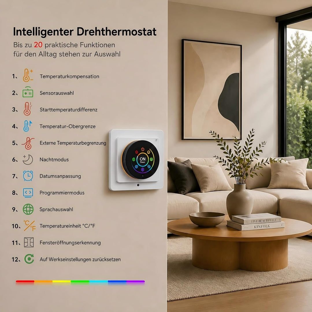 WiFi Thermostat Fussbodenheizung Wasser Digitales Raumthermostat Drehregler Wasserheizung Thermostat