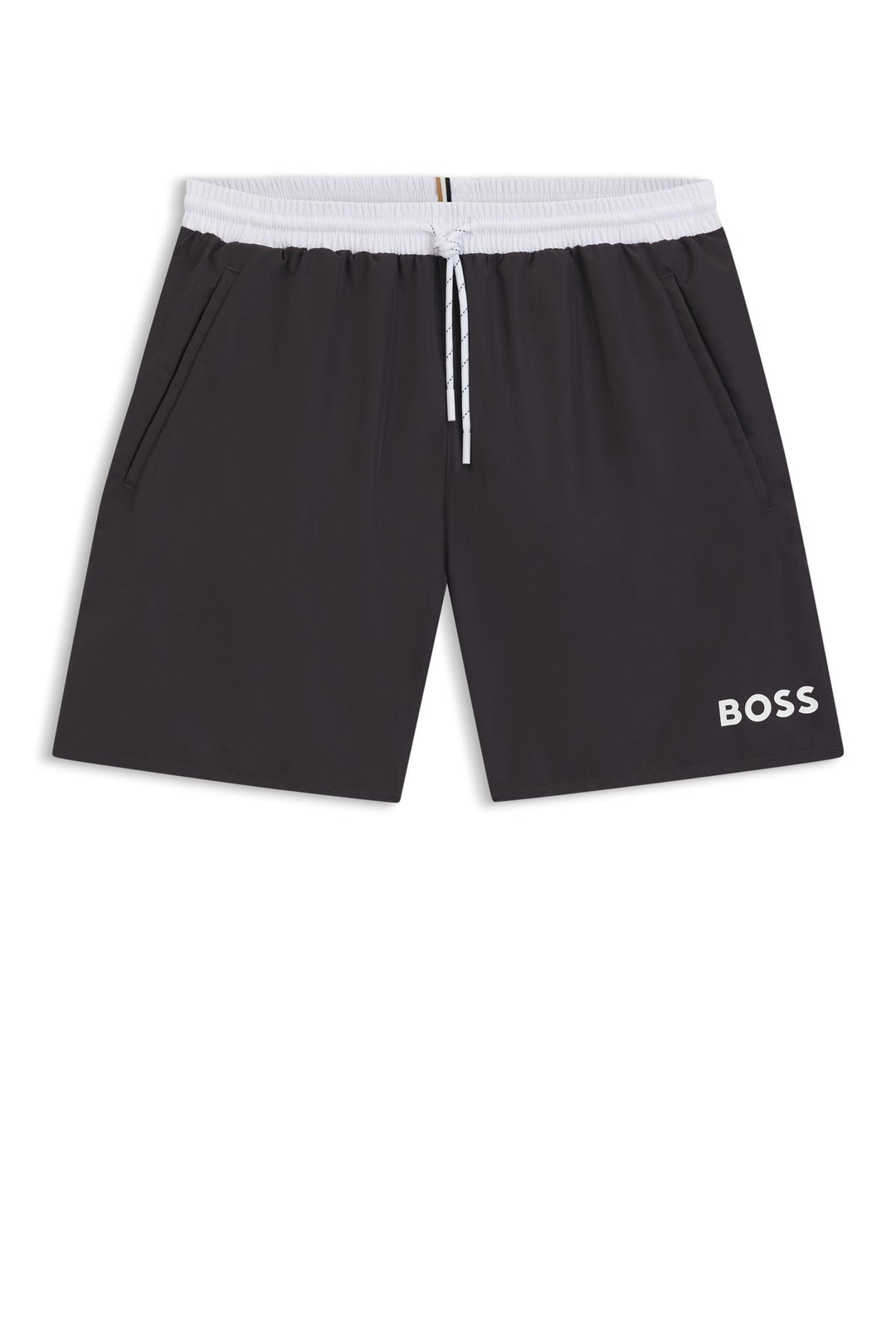 BOSS Herren Starfish Schnell trocknende Badeshorts mit Logo-Print S Dark Grey 022, S Dark Grey 022