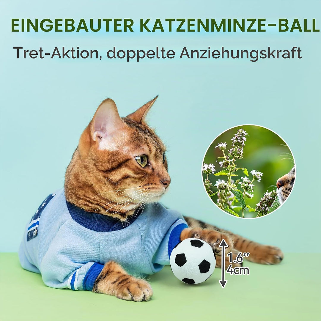 ALL FOR PAWS Interaktives Katzenspielzeug mit Fussballfeld-Design, Automatisches Katzenspielzeug mit