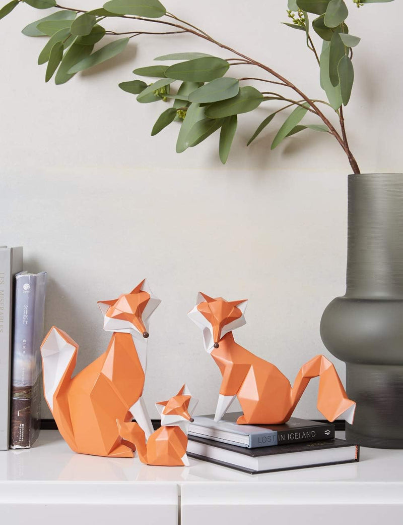 Amoy-Art Fuch Figuren Deko Fox Skulptur Statue Modern Arts Wohnzimmer Kunst Polyresin Geschenk Red 1