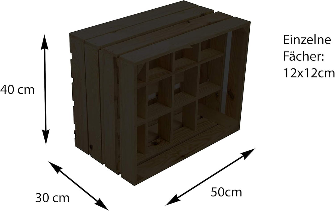 Flaschenregal Henry / Natur / geflammt Masse ca 50x40x30cm Regalkiste Flaschenablage Weinregal Apfel