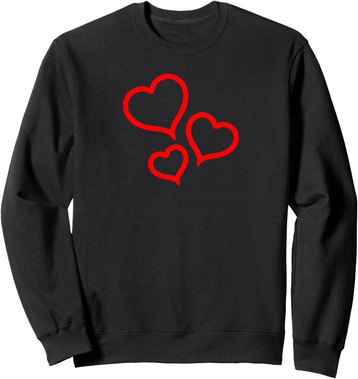 Cutest 3 Three Triple Hearts Red Love Heart Valentines Day Sweatshirt