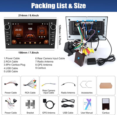 [2+64G] CAMECHO Android 13 Autoradio für Opel Corsa d/Astra h/Zafira b/Meriva/Vivaro mit Carplay/And