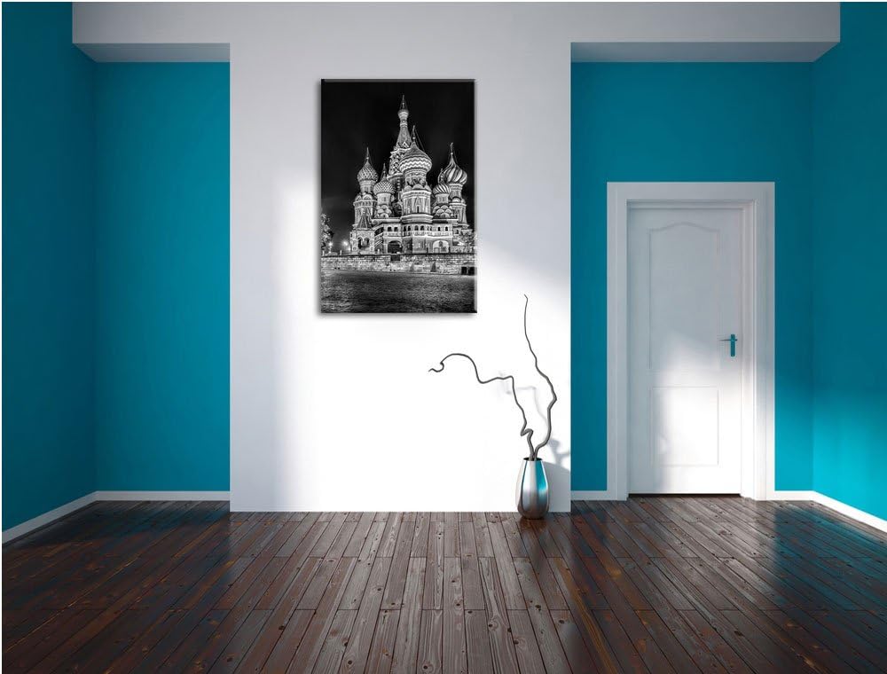 Pixxprint Monocrome, Basilius Kathedrale in Moskau, Format: 100x70 auf Leinwand, 100x70