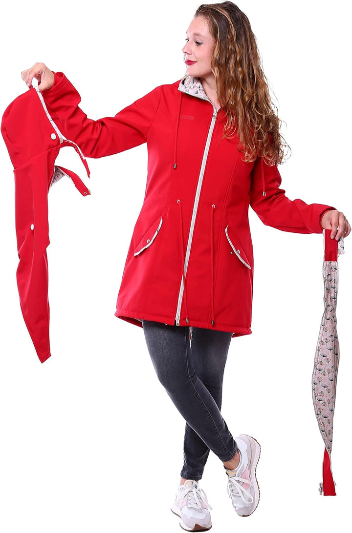 Viva la Mama 4in1 Trageparka für Tragen auf dem Rücken oder der Brust, Allwetter Softshell - PINA S