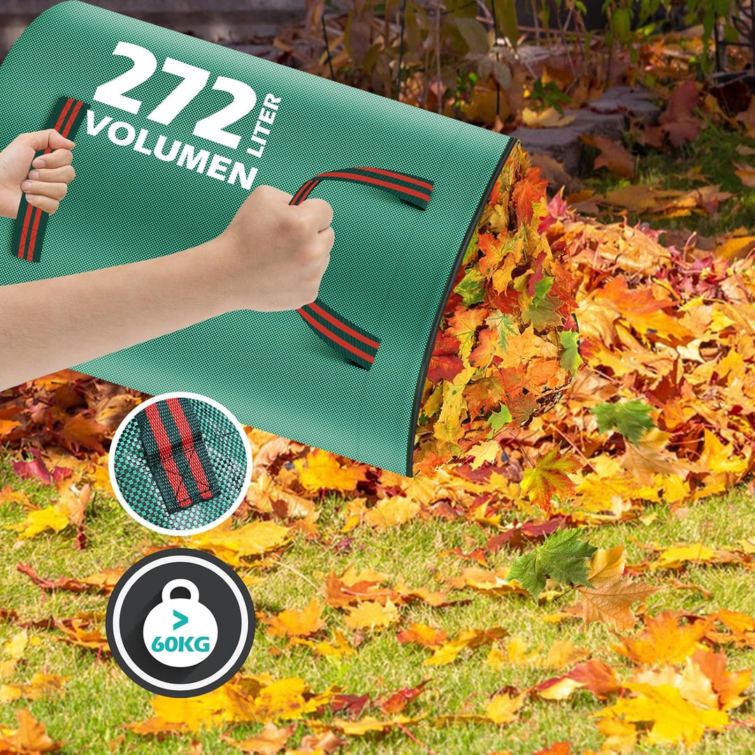 Miaglury 3X 272L Gartenabfallsack Stabil mit Deckel & inkl. Handschuhe - Gartensack Laubsack Gross,
