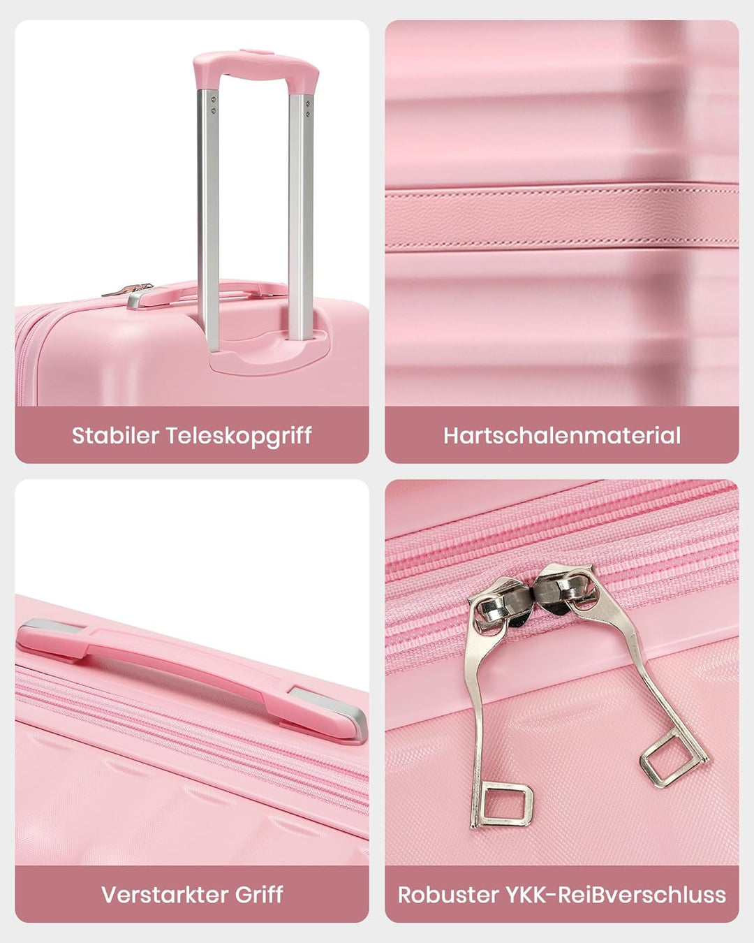 KONO Koffer Set 5-teilig Hartschalenkoffer ABS+PC, Handgepäck/Mittel/Gross Reisekoffer mit TSA Schlo