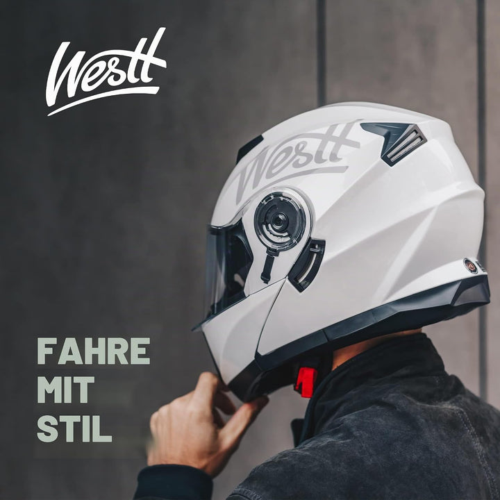 Westt Klapphelm Flip up Motorradhelm Integralhelm Herren Damen mit verstärktem Kinnschutz Chopper Mo