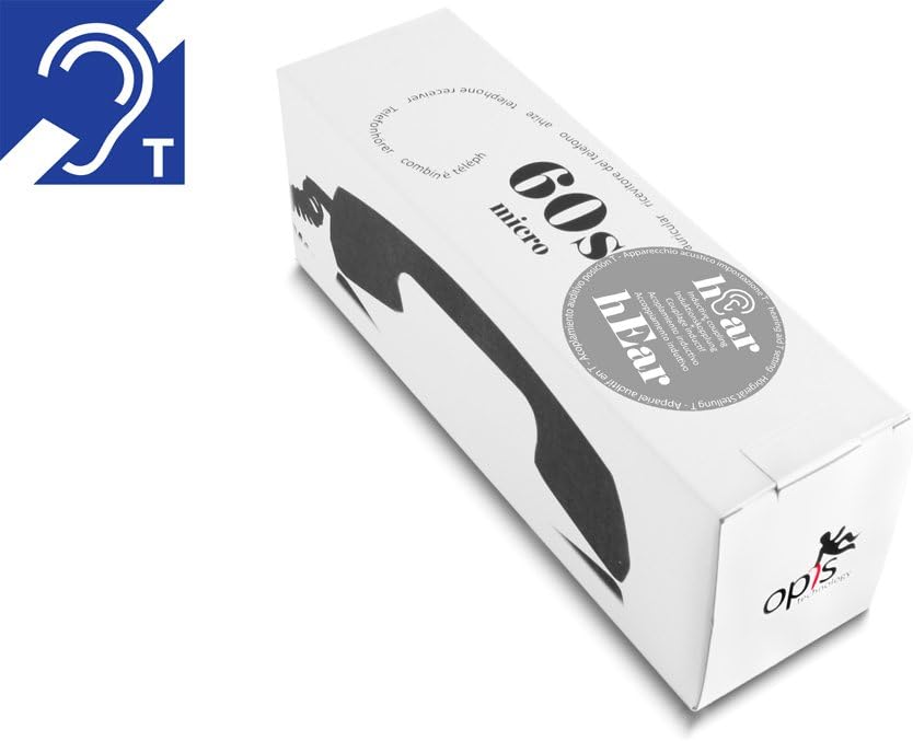 OPIS 60s Micro Hear: Retro Telefonhörer für die Benutzung mit Mobiltelefon und Hörgerät (schwarz)