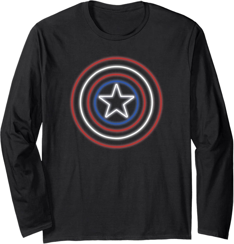 Marvel Captain America Shield Neon Logo Langarmshirt