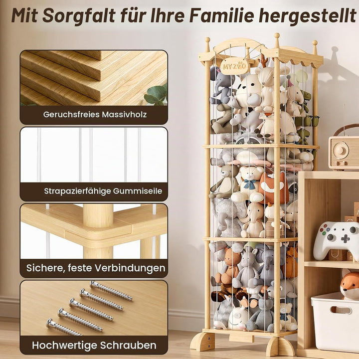 COSYLAND Stofftier-Aufbewahrungsturm - Stofftierhalter mit Gummiband für Spielzimmer Schlafzimmer Ki