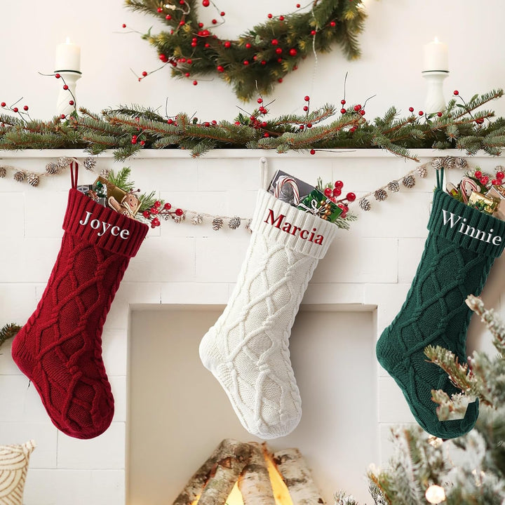 Weihnachtsstrumpf Personalisiert Nikolausstrumpf mit Benutzerdefinierte Namen 18” Grosser gestrickte