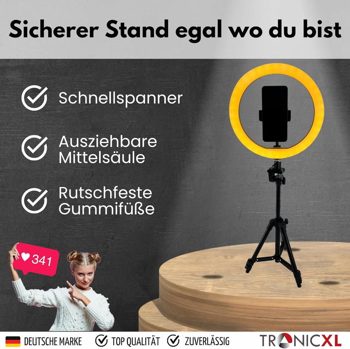 30-60cm Mini Tisch Stativ + XXL Ringlicht Ring Light mit Handyhalter Tripod Beauty Licht Kamerastati