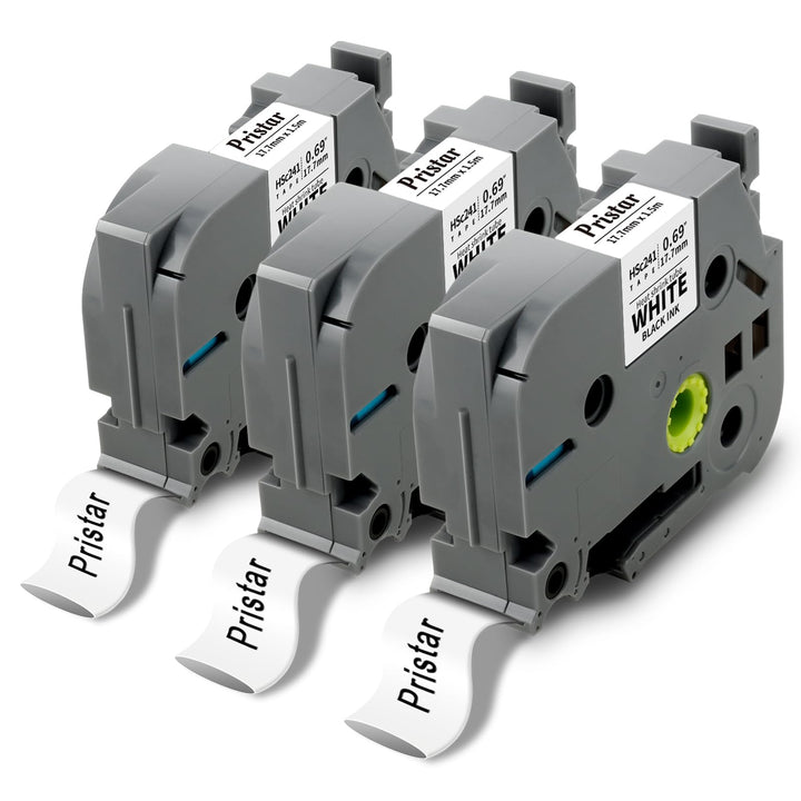 3x Pristar Kompatibel mit P Touch HSe-241 HSe241 HSc-241 Schrumpfschlauch schwarz auf weiss Etikette
