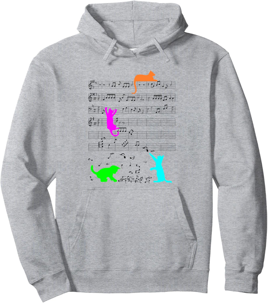 Bunte Katzen Kätzchen Musiker Musiknote Note Pullover Hoodie