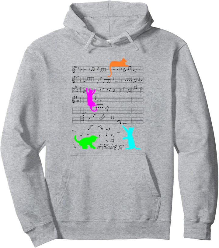 Bunte Katzen Kätzchen Musiker Musiknote Note Pullover Hoodie