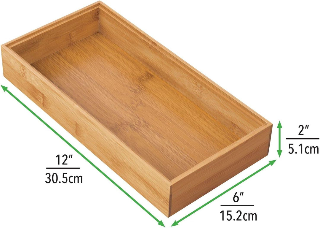 mDesign 4er-Set Aufbewahrungsbox für die Küche – extragrosse Schubladenbox aus Holz – stapelbarer Sc