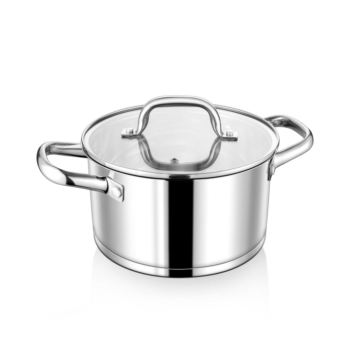 Homikit Kochtopf 20cm Gross, Edeastahl Topf Nudeltopf Induktion mit Glasdeckel, 3,8L Suppentopf Flei